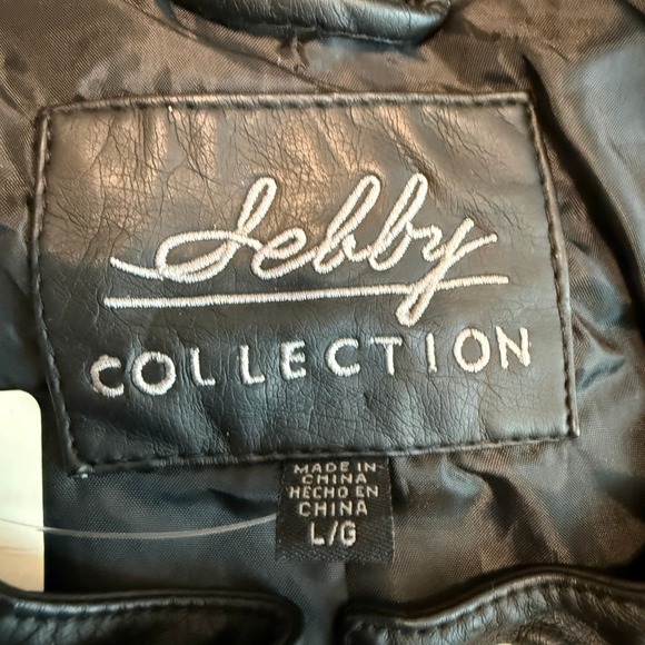 Sebby Collection Black Faux Leather Moto Jacket Quilted Zip Front Women L G - Picture 4 of 10
